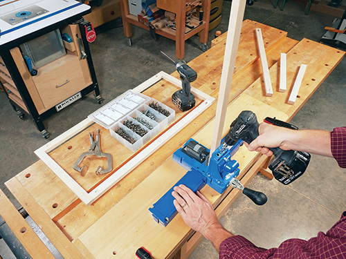 Using pocket hole jig to aid table rail joinery