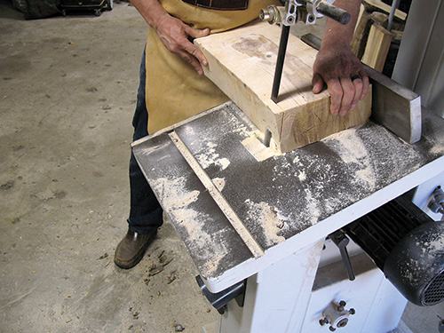 Cutting angled blank sides with band saw