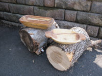 Examples of carved dough bowls and source logs