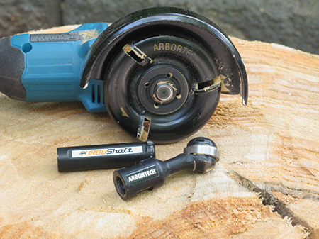Arbortech Angle Grinder on a piece of cottonwood