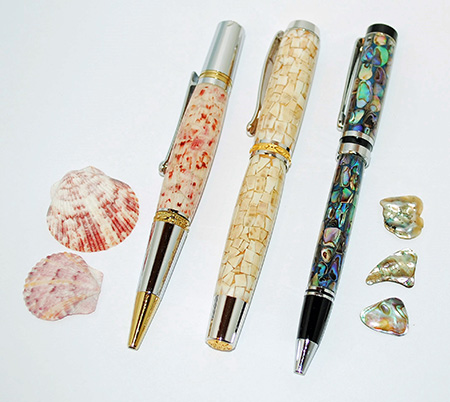 Seashell resin turned pens