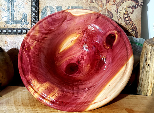 Turned cedar bowl