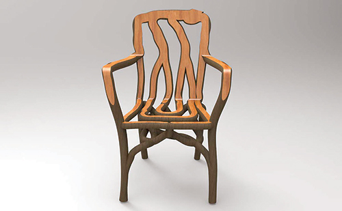 An artist’s rendering of a completed chair.