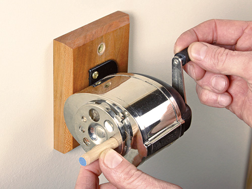 Cutting down dowel with pencil sharpener