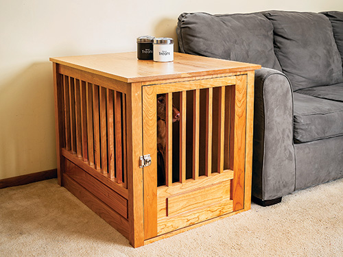 Cherry dog kennel with closed door