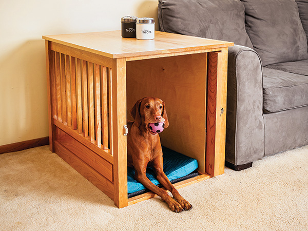 Dog kennel made with cherry wood and tabletop