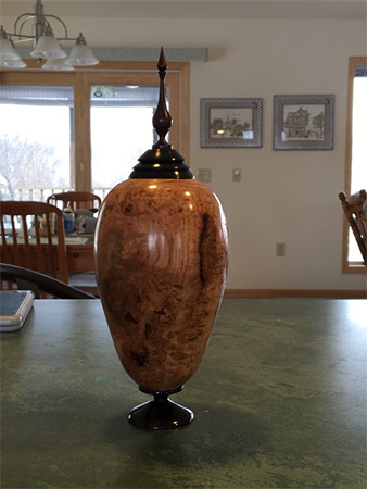 Cherry burl and ebony urn