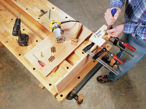 Shop-made for squaring mortises on cabinet doors