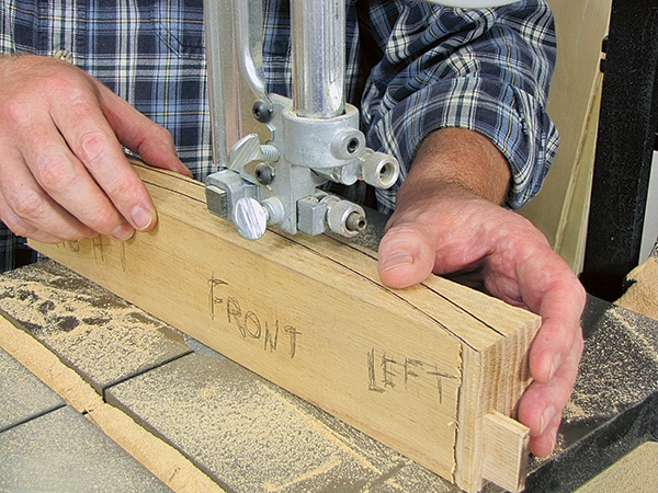 Cutting panel for chair stretcher with band saw