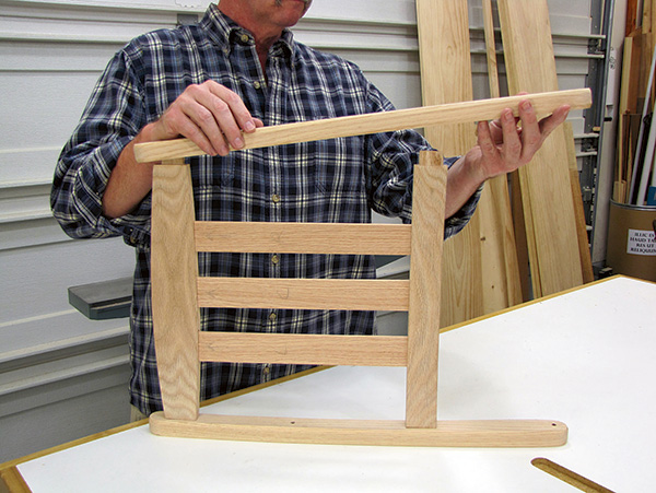 Attaching side pieces to Civil War chair backrest