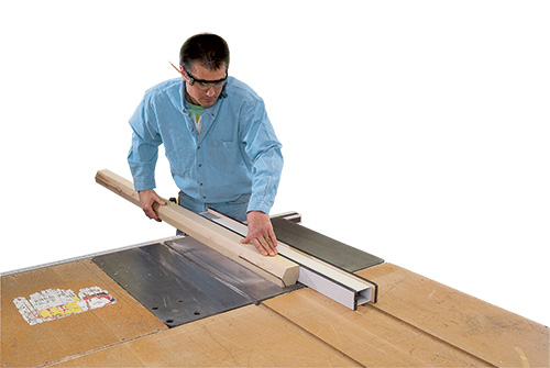 Trimming hexagonal pole at table saw