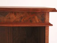 Close up of walnut burl veneer ironed onto bookcase project