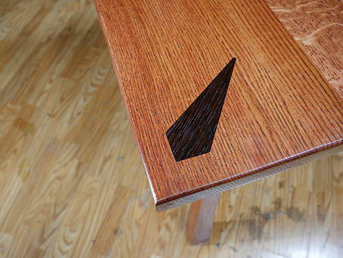 Diamond inlay installed in tabletop