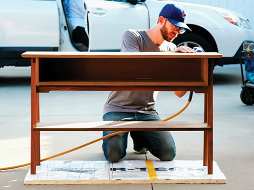 Nailing back panel into hall table