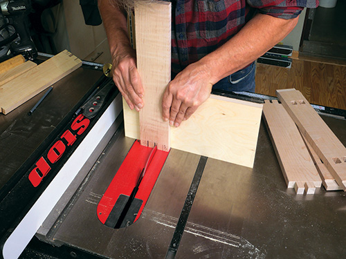 Cutting tenons on contemporary table stretcher