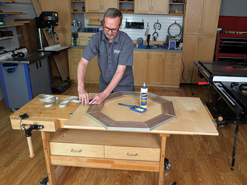 Laying out walnut panels for game board base