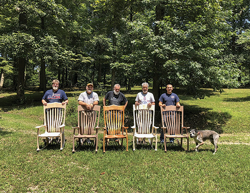 Showing chairs built at woodworking school