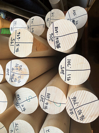 Marking baseball bat blanks