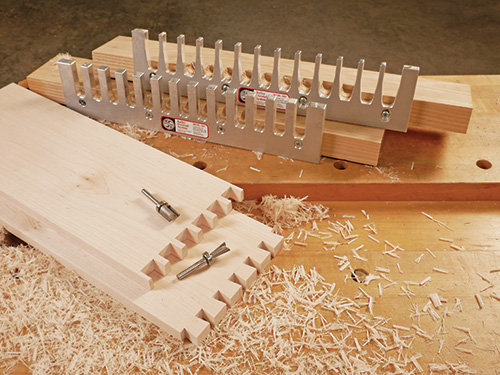 Close-up of dovetail jigs by Keller