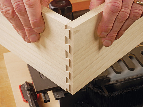 Half-blind dovetails cut with a dovetail jig