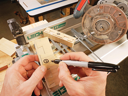 Marking order of cuts made by dovetail jig