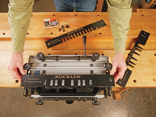 Adjusting plates on fixed base dovetail jig