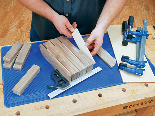 Clamping parts for knife storage block glue-up