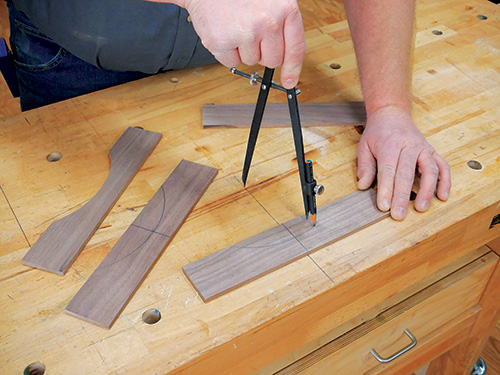 Marking the cutting lines for curved silverware dividers