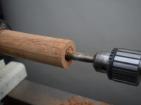 Drilling hole in turning blank with a lathe