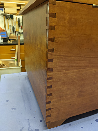 Joinery on cherry elevator chest