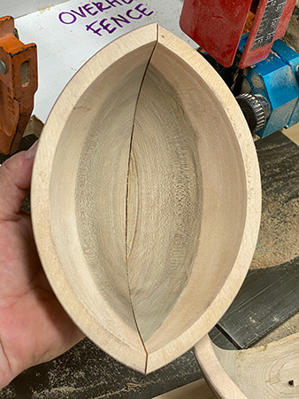Test fitting two sections of elliptical bowl