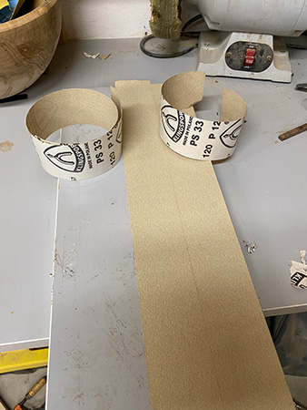 Setting up large-scale sandpaper panel for bowl blanks