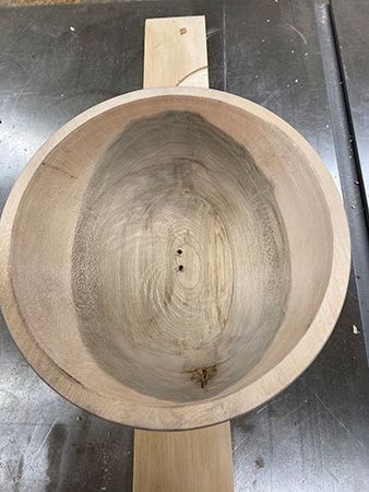 Straightedge attachment screws in bowl blank