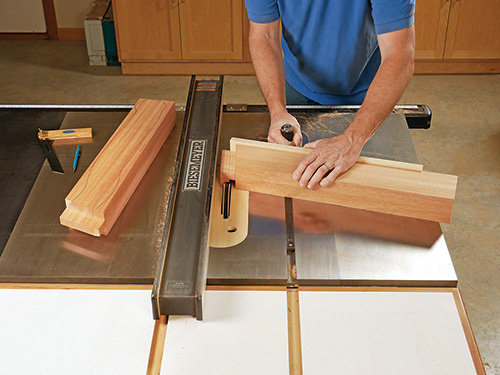 Cutting tenons for garden bench arms at table saw