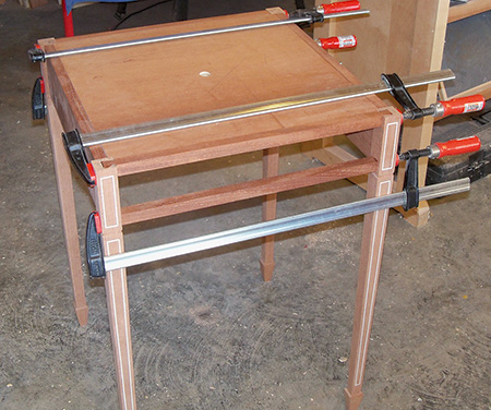 Final dry-fit of envelope table casing before glue-up