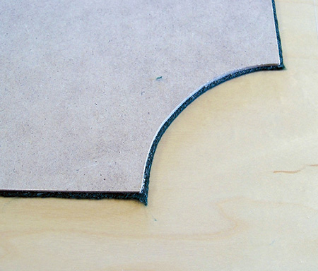 Trimming felt piece to fit with envelope table top impression