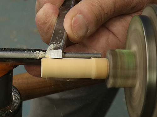 Shaving down chuck with skew chisel