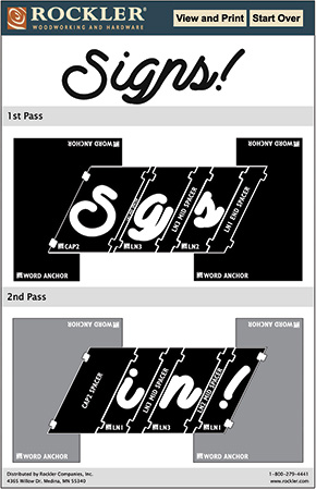 Rockler templates for routing words into wood