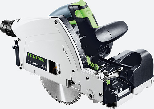 Angled view of Festool TSV 60 plunge cut saw off track