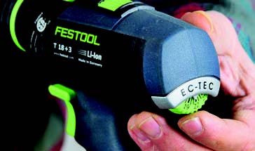 Remove the regular chuck, and the Festool accepts right angle, eccentric, quick-change and screw-depth-setting accessories.