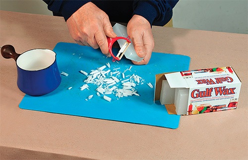Cutting up paraffin wax for finishing