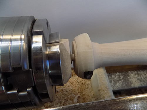 Close up of spindle top up against scrap drive chuck
