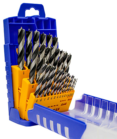 Twenty nine piece brad point drill bit set