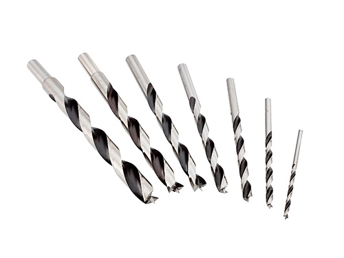 Seven piece brad point drill bit set