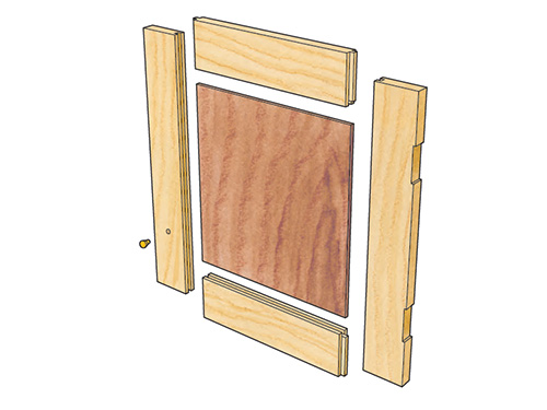 Drawing of a flat panel door and frame