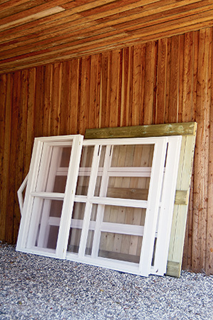 Fold-up greenhouse disassembled and stored for the winter