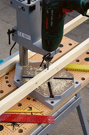 Drilling holes for fold-up greenhouse joinery