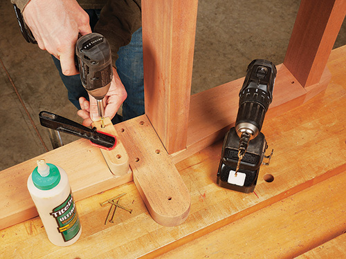 Attaching adirondack chair backrest with glue and screws