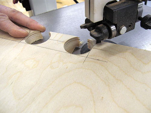 Trimming folding desk handles with a jigsaw