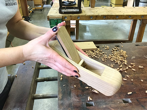 Setting blade depth on handmade plane